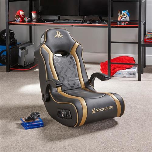 X Rocker Gold 2 1 Floor Rocker Console Gaming Chair Padded Seat Black