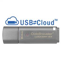 Kingston Technology DataTraveler Locker+ G3 64GB. Capacity: 64 GB, Device interface: USB Type-A, USB version: 3.0 (3.1 Gen 1), Read speed: 135 MB/s, Write speed: 40 MB/s. Form factor: Cap. Password protection. Product colour: Silver