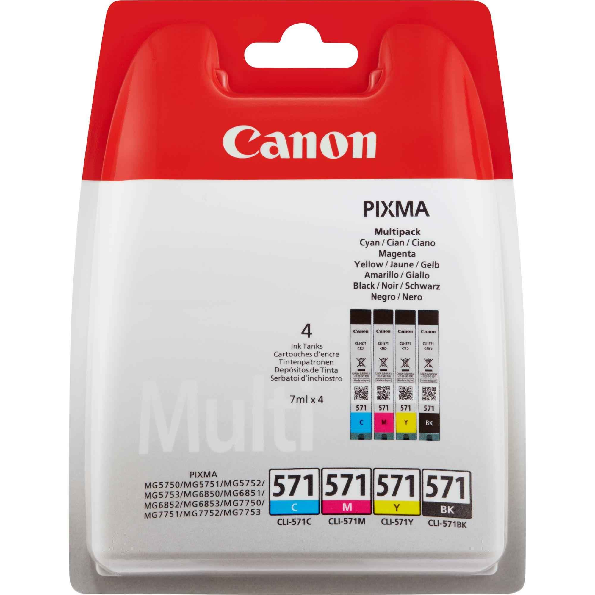 Canon Ink Cartridge Black Cyan Magenta Yellow CLI-571 BK/C/M/Y Multi Pack  Mu...