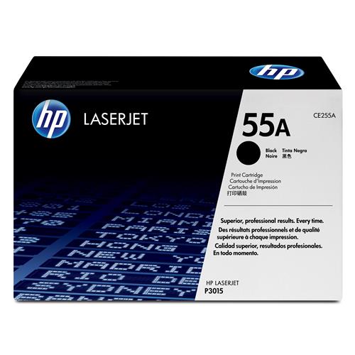 Image of HP HP 55A Black Original LaserJet Toner Cartridge. Black toner page yield: 6000 pages Printing colours: Black Quantity per pack: 1 pc(s) CE255A