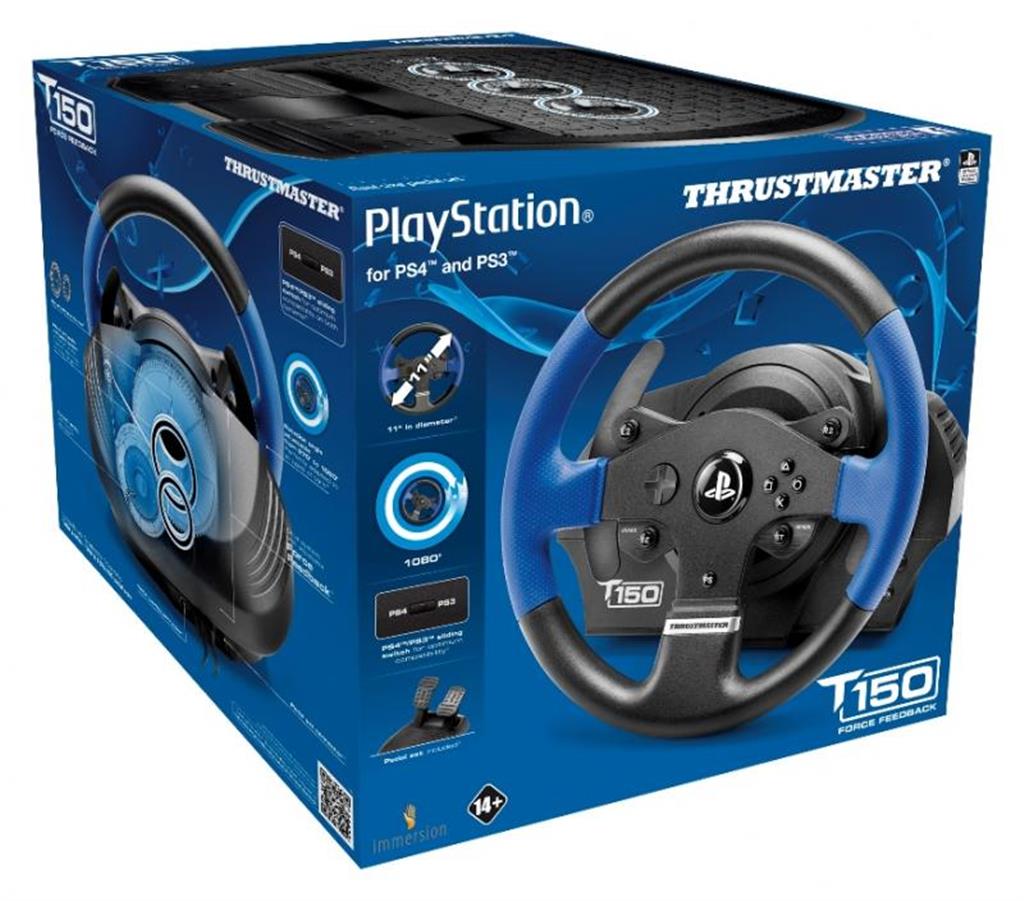Thrustmaster T150 Force Feedback Steering Wheel & Pedals - Black / Blue