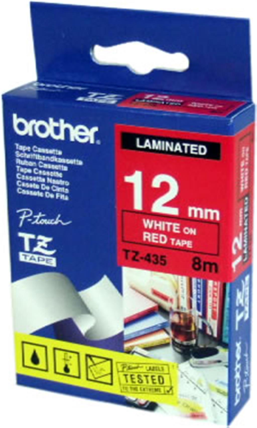 Brother TZE-435 Label-Making Tape White On Red-image