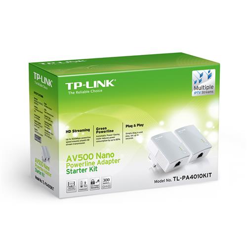 TP-LINK TL-PA4010 Powerline Adapter Kit - AV600, Twin Pack