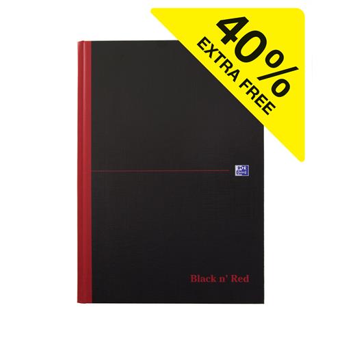 Black N' Red Casebound Ruled Hardback Notebook A4 (Pack Of 5) 100080446