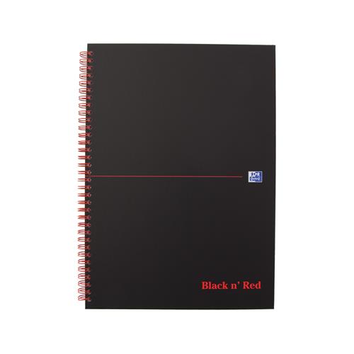 Black N Red A4 Wirebound Hard Cover Notebook Ruled 140 Pages Matt Black/Red (Pack 5) - 100080173