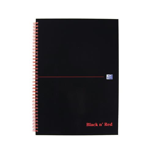 Black N Red A4 Wirebound Hard Cover Notebook Ruled 140 Pages Black/Red (Pack 5) - 100102248