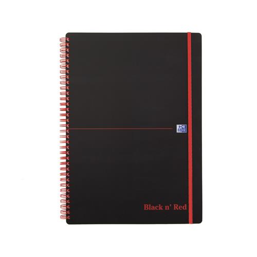 Black N Red A4 Wirebound Polypropylene Cover Notebook Ruled 140 Pages Black/Red (Pack 5) - 100080166