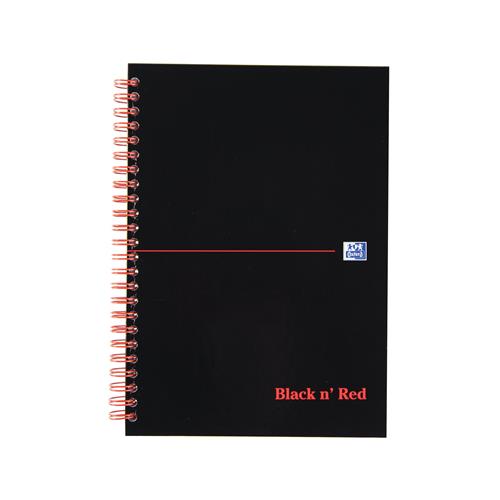 Black N Red A5 Wirebound Hard Cover Notebook Ruled 140 Pages Black/Red (Pack 5) - 100080220