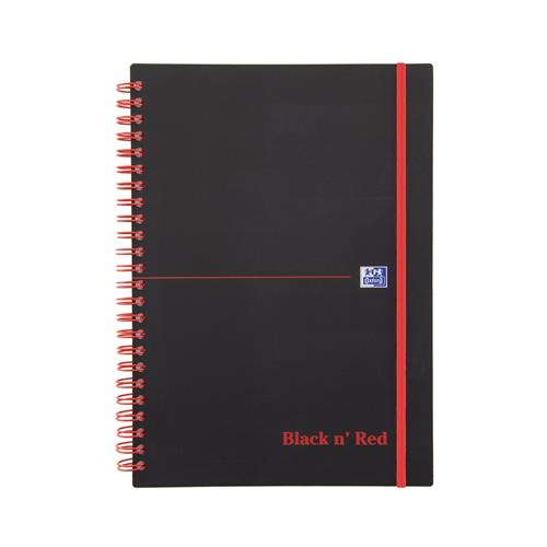 Black N Red A5 Wirebound Polypropylene Cover Notebook Ruled 140 Pages Black/Red (Pack 5) - 100080140