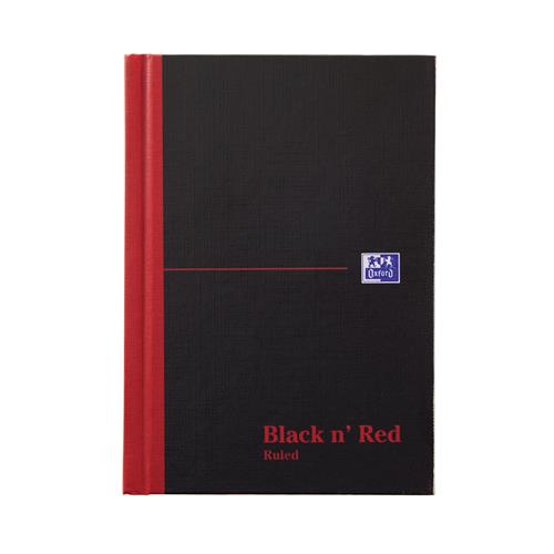 Black N Red A6 Casebound Hard Cover Notebook Ruled 192 Pages Black/Red (Pack 5) - 100080429