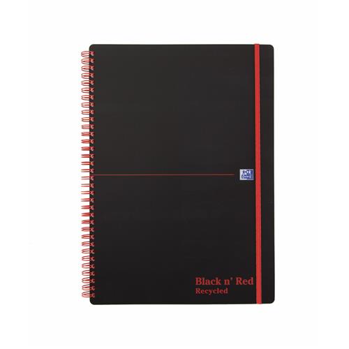 Black N Red A4 Wirebound Polypropylene Cover Notebook Recycled Ruled 140 Pages Black/Red (Pack 5) - 100080167