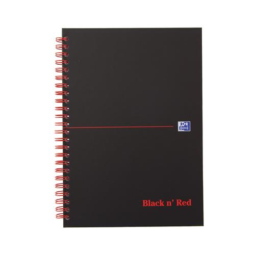 Black N Red A5 Wirebound Hard Cover Notebook Ruled 140 Pages Matt Black/Red (Pack 5) - 100080154
