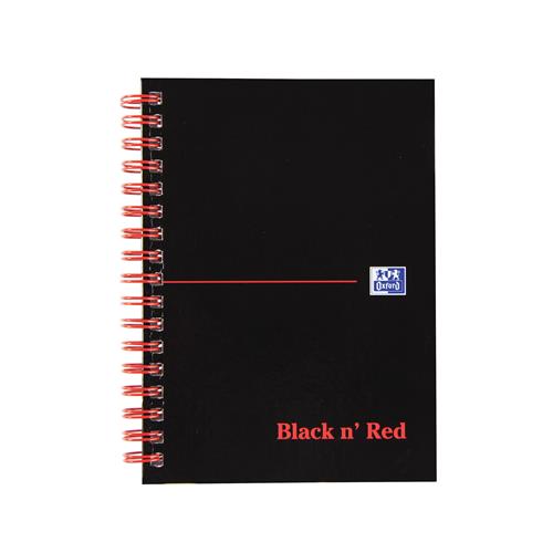Black N Red A6 Wirebound Hard Cover Notebook Ruled 140 Pages Black/Red (Pack 5) - 100080448