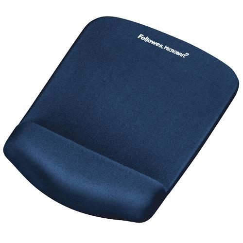 Fellowes Mouse Mat Wrist Support - PlushTouch Mouse Pad with Non Slip Rubber Base & Antibacterial Protection - Ergonomic Mouse Mat for Computer Laptop Home Office Use - Blue