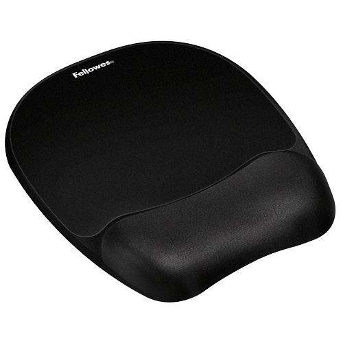 Fellowes Mouse Mat Wrist Support Memory Foam Mouse Pad Ergonomic Mouse Mat Black