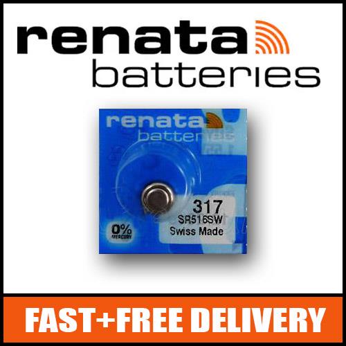 1 x Renata 317 Watch Battery 1.55v SR516SW - Official Renata Watch Batteries