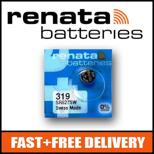1 x Renata 319 Watch Battery 1.55v SR527SW - Official Renata Watch Batteries