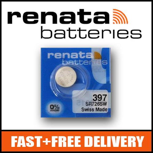 1 x Renata 397 Watch Battery 1.55v SR726SW - Official Renata Watch Batteries