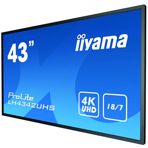iiyama LH4342UHS-B1 signage display 108 cm (42.5&quot;) IPS 4K Ultra HD Digital signage flat panel Black Built-in processor Android 8.0