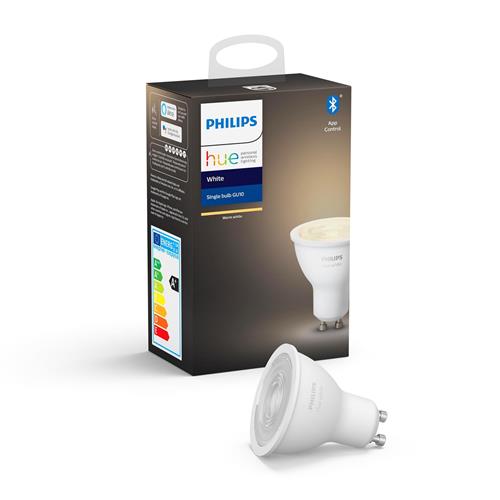 Philips Hue White Wireless Lighting LED Light Bulb with Bluetooth, 5.2W GU10 Bulb, Single