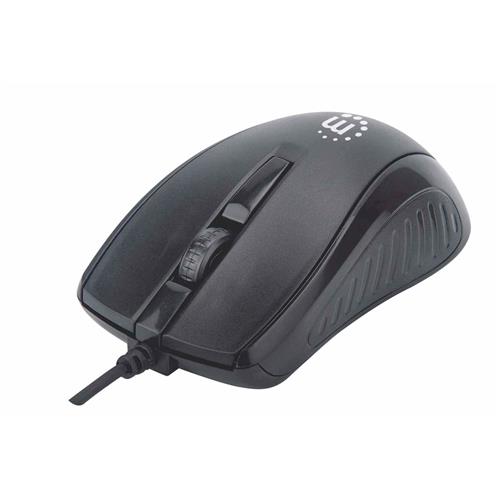 Manhattan Mouse USB Wired (Promo) Black 1000dpi USB-A Optical Compact Three Button with Scroll Wheel Low friction base Retail Box