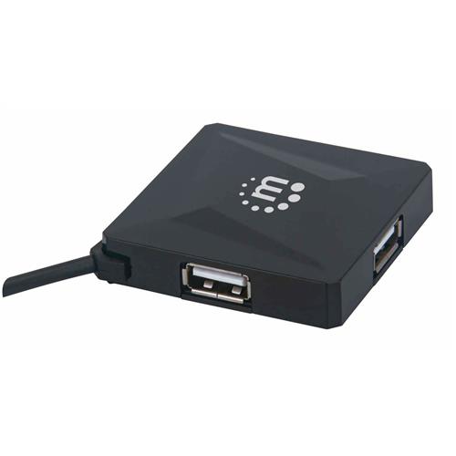 Manhattan USB-A 4-Port Hub (Limited Promotion) 4x USB-A Ports Black 480 Mbps (USB 2.0) Bus Power Equivalent to Startech ST4200MINI2 Hi-Speed USB Three Year Warranty Box