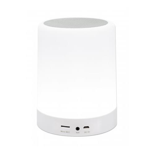 Manhattan Sound Science Bluetooth Speaker (promo) 5 hour Playback time Range 10m microSD card reader (32GB) Aux 3.5mm connector Output 3W USB-A charging cable included (5V charging) 1200mAH battery Bluetooth v5 Built-in hanger White Boxed