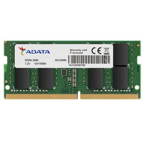 ADATA Premier . Component for: Laptop Internal memory: 16 GB Memory layout (modules x size): 1 x 16 GB Internal memory type: DDR4 Memory clock speed: 2666 MHz Memory form factor: 260-pin SO-DIMM CAS latency: 19