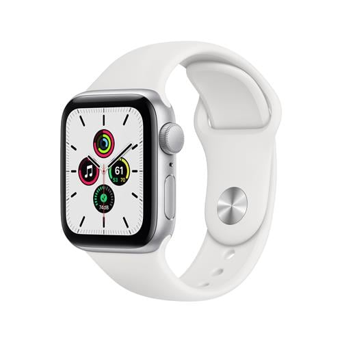 Apple Watch SE, 40mm, GPS [2020] - Silver Aluminium Case with White Sport Band
