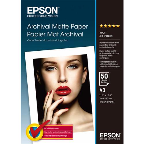 Photos - Other consumables Epson Archival Matte Paper DIN A3 189g/m 50 Sheets C13S041344 