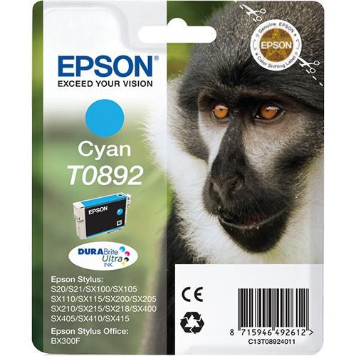 Photos - Ink & Toner Cartridge Epson Monkey Singlepack Cyan T0892 DURABrite Ultra Ink C13T08924011 