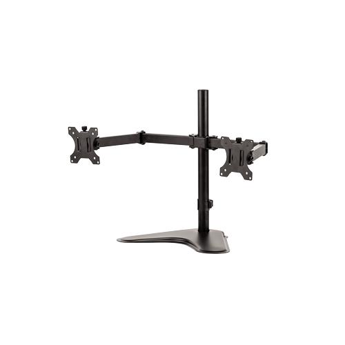 Fellowes Seasa Dual Monitor Arm - Freestanding Monitor Mount for 8KG 27 inch Screens - Ergonomic Adjustable Monitor Arm - Tilt 45 Pan 120 Rotation 360 VESA 75 x 75/100 x 100 - Black