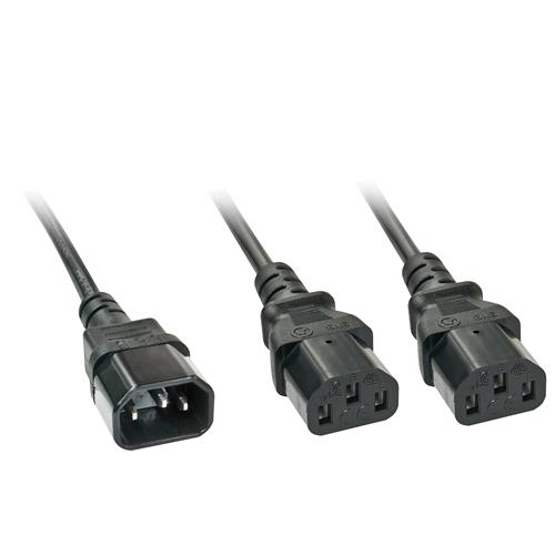Photos - Cable (video, audio, USB) Lindy 2m IEC Splitter Cable IEC C14 to 2 x IEC C13 30039 
