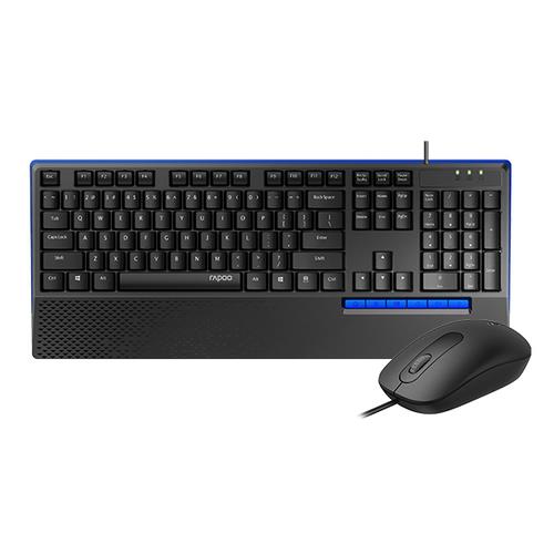 Rapoo NX2000 keyboard Mouse included Universal USB QWERTY English Black Blue