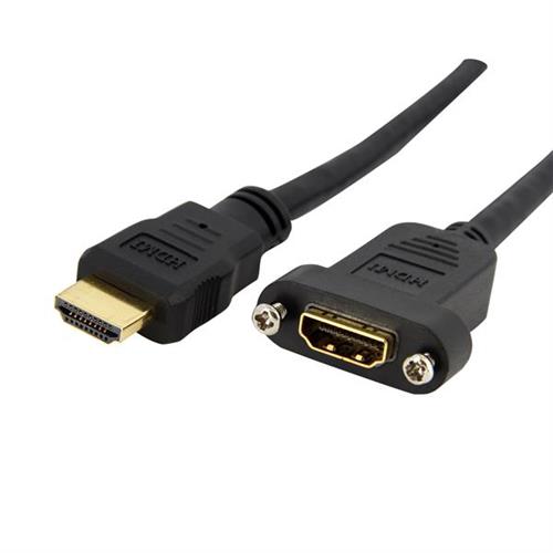 Photos - Cable (video, audio, USB) Startech.com 3ft HDMI Female to Male Adapter 4K High Speed Panel Mount HDM 