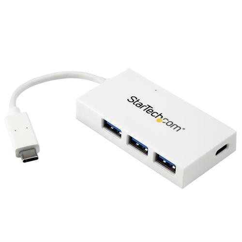StarTech.com 4 Port USB C Hub with 1x USB-C & 3x USB-A Ports (SuperSpeed 5Gbps) - USB Bus Powered - Portable/Laptop USB 3.0 Adapter Hub - USB 3.1 Gen 1/USB 3.2 Gen 1 Type-C Hub - White~4 Port USB C Hub with 1x USB-C & 3x USB-A Ports (SuperSpeed 5Gbps
