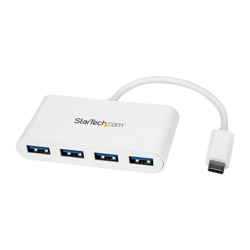 StarTech.com 4 Port USB C Hub with 4x USB-A Ports (USB 3.0 SuperSpeed 5Gbps) - USB Bus Powered - Portable/Laptop USB-C to USB-A Adapter Hub - USB 3.1 Gen 1/USB 3.2 Gen 1 Type-C Hub - White~4 Port USB C Hub with 4x USB-A Ports (USB 3.0 SuperSpeed 5Gbp