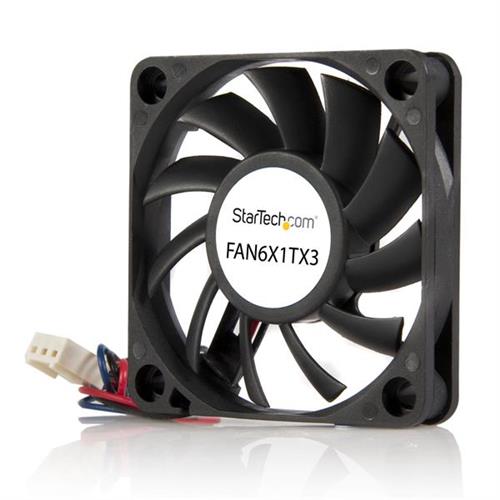 StarTech.com 60x10mm Replacement Ball Bearing Computer Case Fan w/ TX3 Connector. Type: Fan Fan diameter: 6 cm Rotational speed (max): 4000 RPM. Voltage: 12 V. Width: 10 mm Depth: 60 mm Height: 60 mm. Product colour: Black