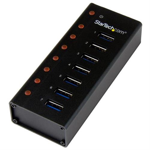 StarTech.com 7-Port USB 3.0 Hub - Desktop or Wall-Mountable Metal Enclosure~7-Port USB 3.0 Hub (5Gbps) - Desktop or Wall-Mountable Metal Enclosure USB 3.2 Gen 1 (3.1 Gen 1) Type-B USB 3.2 Gen 1 (3.1 Gen 1) Type-A 5000 Mbit/s Black Aluminium Pow