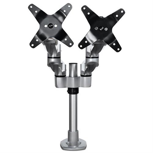 StarTech.com Desk Mount Dual Monitor Arm - Premium Articulating Monitor Arm - up to 30 VESA Mount Displays - Height Adjustable Monitor Mount - Rotate/Tilt/Swivel - Clamp/Grommet - Silver