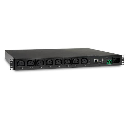 Tripp Lite PDUMH20HVNET 3.7kW Single-Phase 208/230V Switched PDU - LX Platform 8 C13 Outlets C20 Input with L6-20P Adapter 2.4m Cord 1U Rack-mount TAA