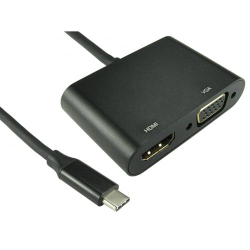 Cables Direct USB C TO HDMI 4K 30Hz + VGA 1080p @ 60Hz USB graphics adapter Black