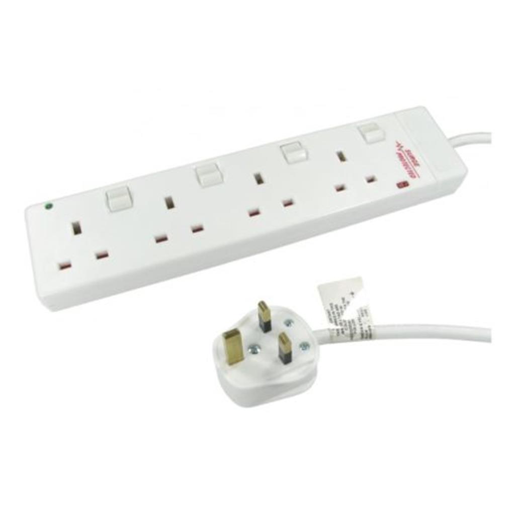 Spire RB-03-4GANGSWD Power Extension 3 M 4 Ac Outlet(S) Indoor White-image