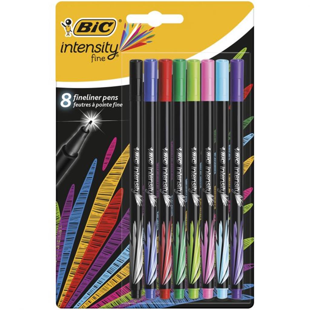 Bic Intensity Fine Felt Pen Black Blue Green Light Blue Light Green Pink Purple Red 8 Pc(S)