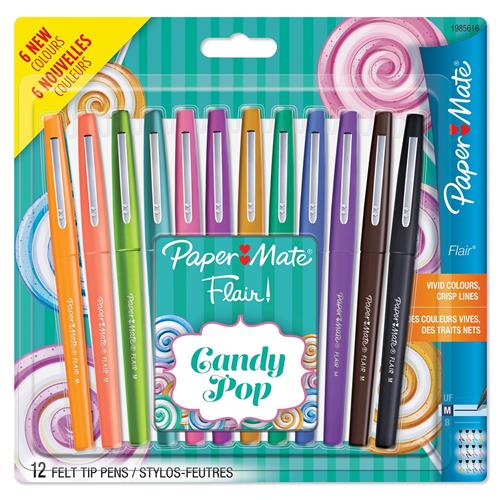 Papermate Flair Candy Pop Medium Capped gel pen Multicolour 12 pc(s)