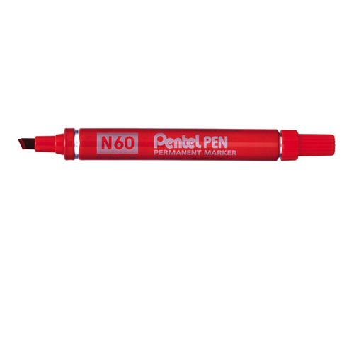 Pentel N 60 permanent marker Chisel tip Red 12 pc(s)