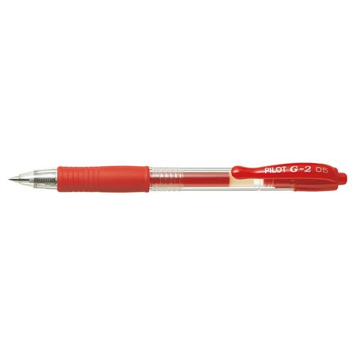 Pilot G-205 Retractable Gel Rollerball Pen 0.5mm Tip 0.32mm Line Red (Pack 12)