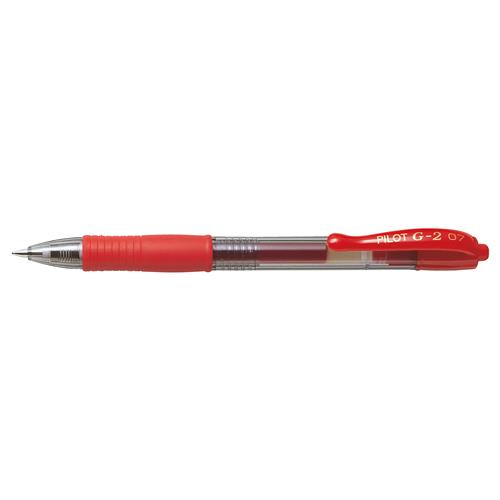 Pilot G-207 Retractable Gel Rollerball Pen 0.7mm Tip 0.39mm Line Red (Pack 12)