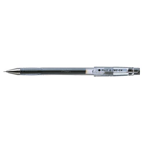 Pilot G-Tec C4 Microtip Gel Rollerball Pen 0.4Mm Tip 0.2Mm Line Black (Pack 12) - 60101201