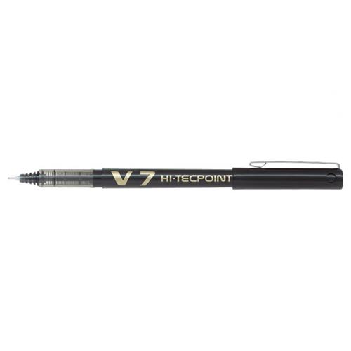 Pilot V7 Hi-Tecpoint Liquid Ink Rollerball Pen 0.7Mm Tip 0.5Mm Line Black (Pack 20) - 3131910516538